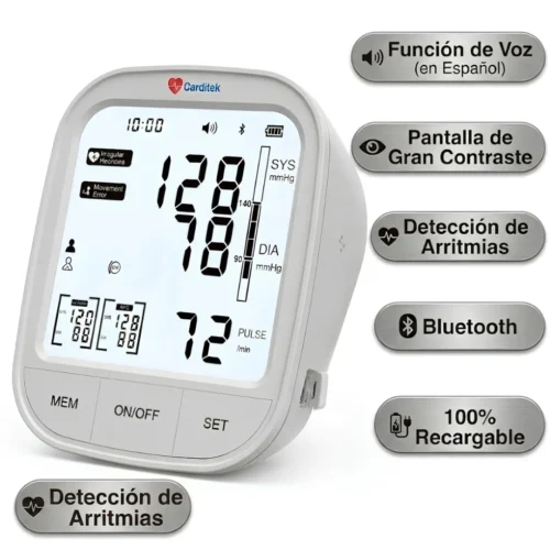 Tensiómetro de Brazo Digital Carditek Smart con Voz en Español y Bluetooth