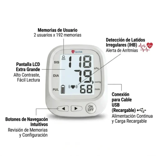 Tensiómetro Digital de Brazo Carditek Power | Medidor de Presión Arterial